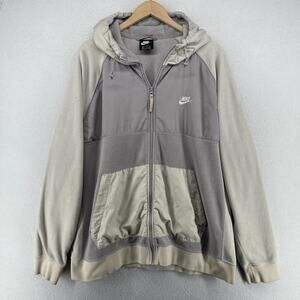 NIKE Hoodie Mens 2XL Polar Fleece Full Zip Tracksuit Jacket Sweatshirt Gray